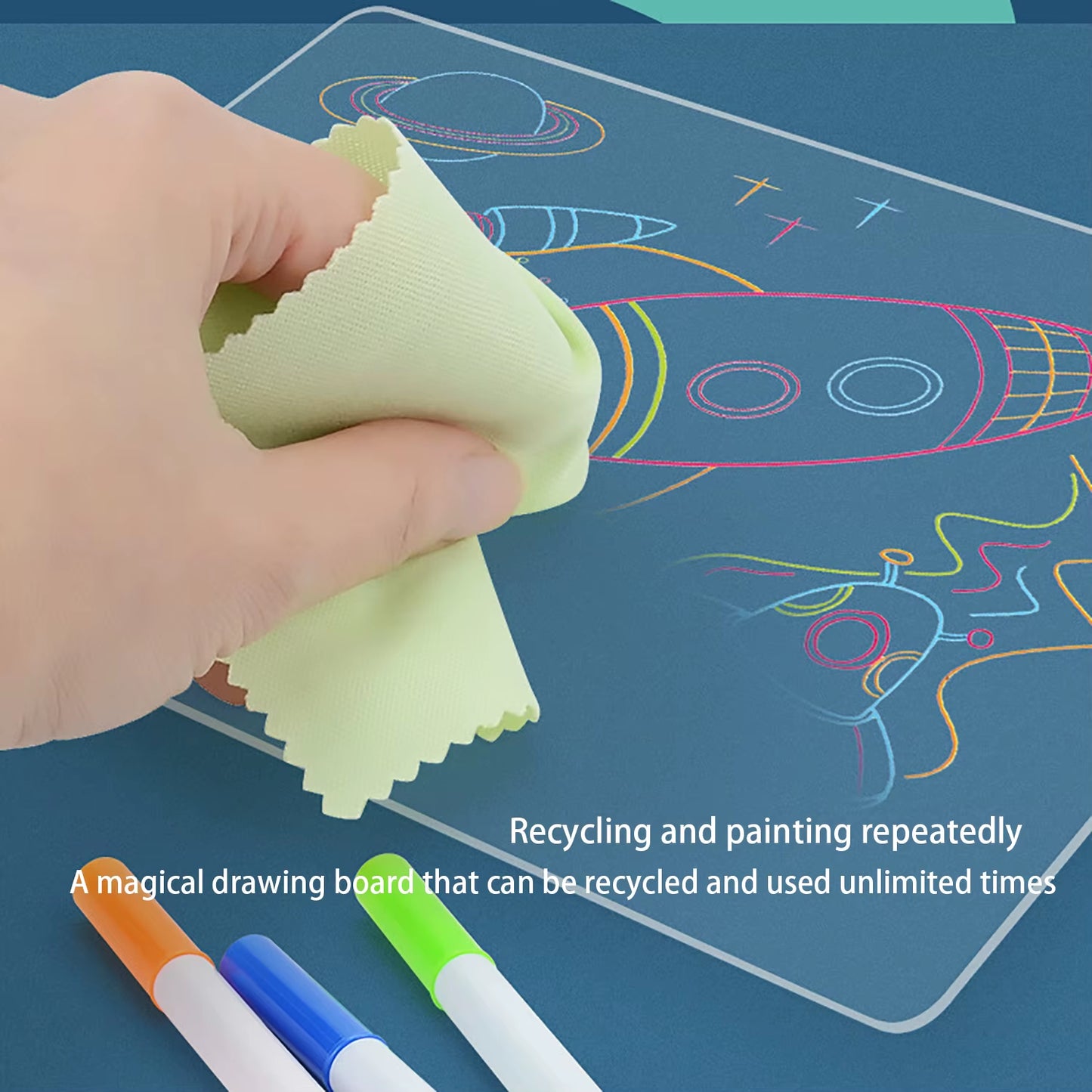 3D Magic Drawing Pad LED Light Colorful Space Dimming Led Drawing Copy Pad Board Children'S Toy Painting Educational Toy