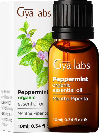 Organic Peppermint Essential Oil for Diffuser - Organic Peppermint Oil for Hair - 100% Pure and Natural Peppermint Oils, Premium Mint Essential Oils, Relaxing Aromatherapy Oils (0.34 Fl Oz)