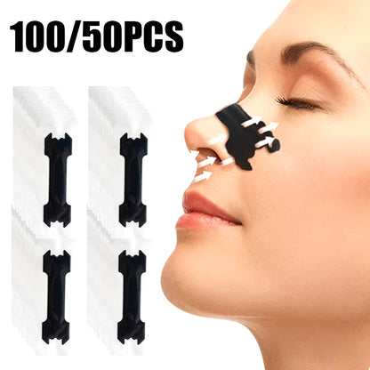 100/50PCS Black Nose Strips Extra Strength Nasal Strips Better Sleeping Non-Invasive anti Snoring Strips for Adults and Children