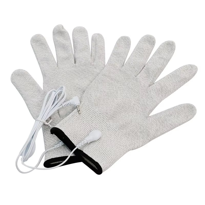 1 Pair Massage Electrode Gloves New Conductive Electrode Massage Therapy Gloves Therapy Hand Massager Electrotherapy Lead Wires