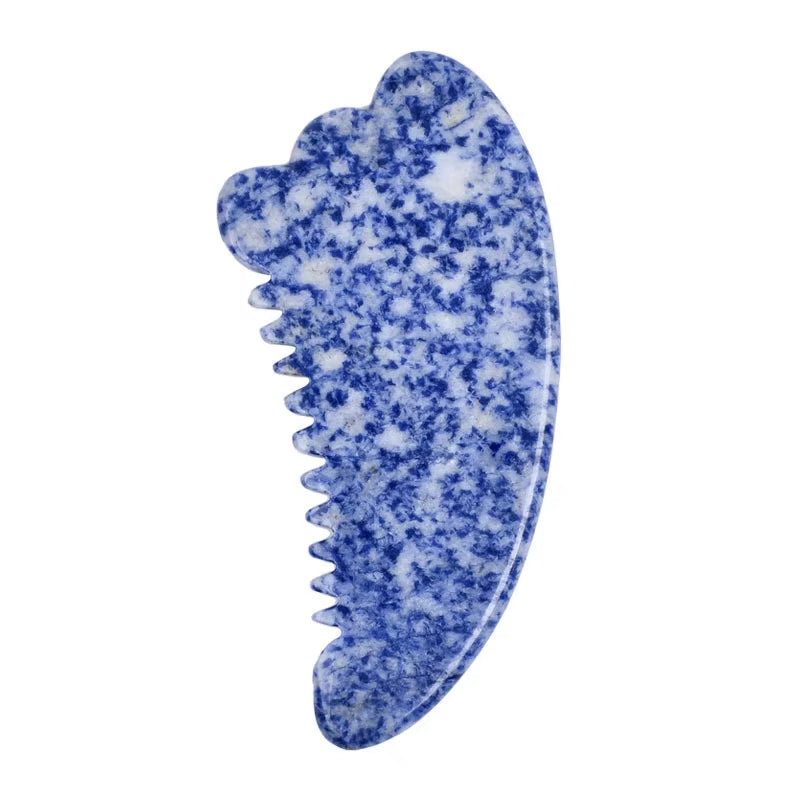 Big Size Sodalite Sawtooth Gua Sha Tool Blue Spot Beauty Products Guasha Massage Stick Skin Care Head Acupoint Pointing Comb