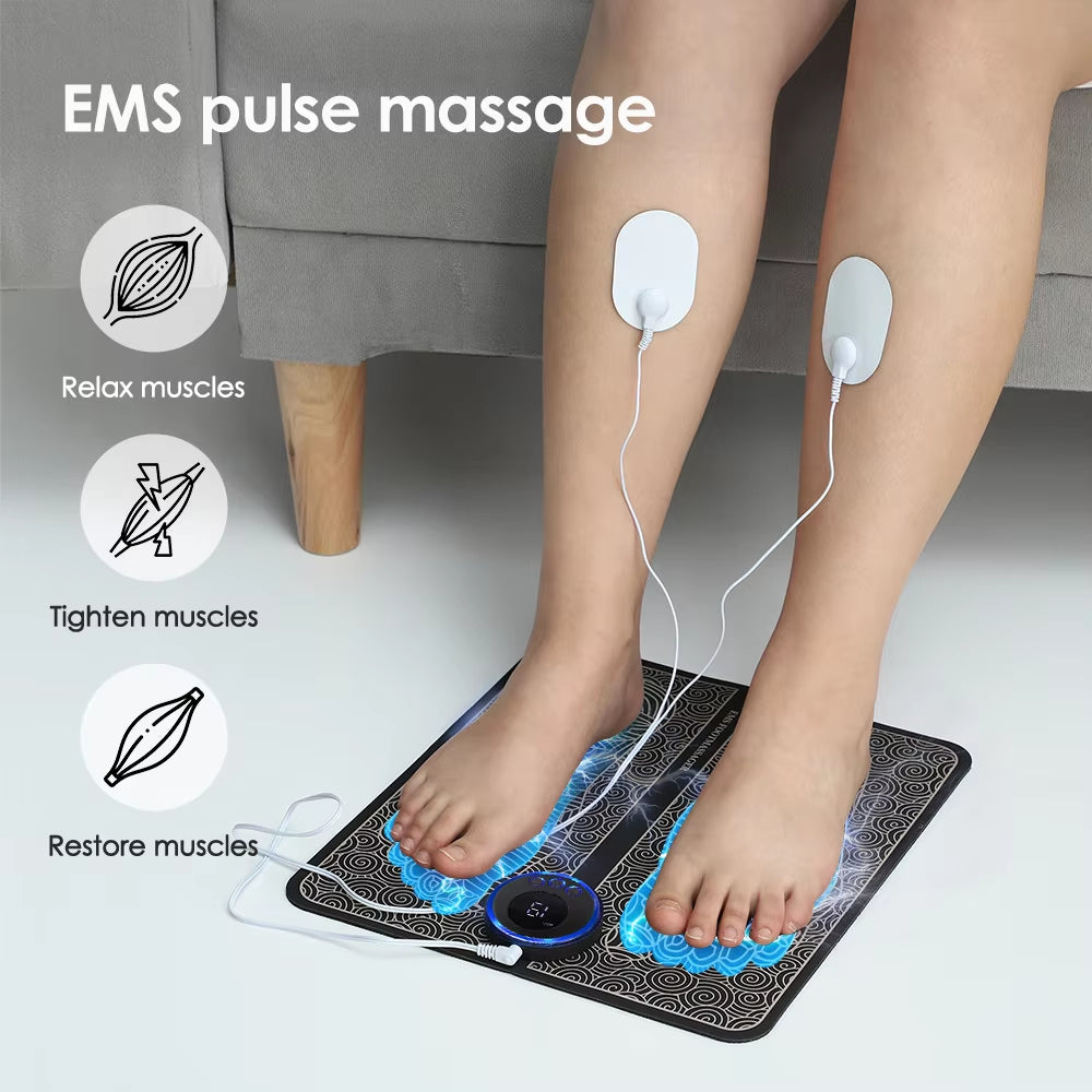 EMS Foot Massager Pad Relief Pain Relax Feet Acupoints Massage Electric Muscle Stimulation Improve Blood Circulation Relax Feet