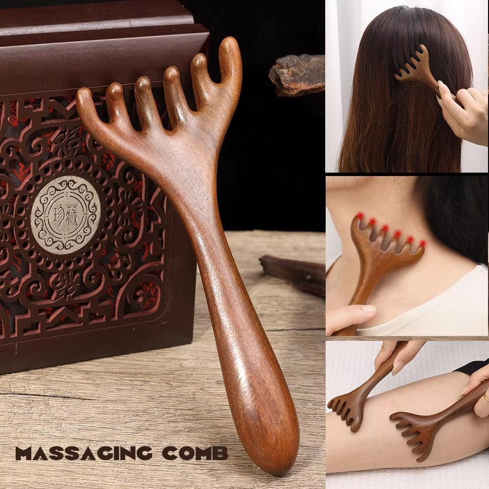 Wooden Meridian Massage Comb Health Head Therapy Scalp Relaxation Facial Scraping Massager Relaxation Body Tool