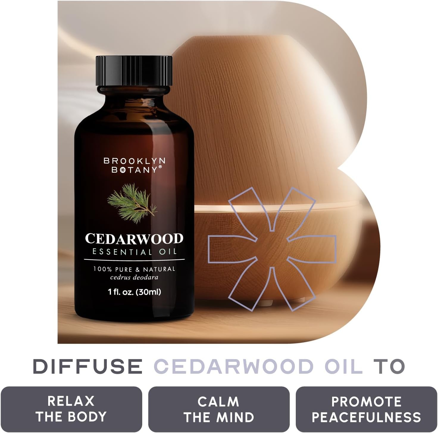 Cedarwood Essential Oil – 100% Pure and Natural – Premium Grade Oil with Dropper - for Aromatherapy and Diffuser - 1 Fl Oz