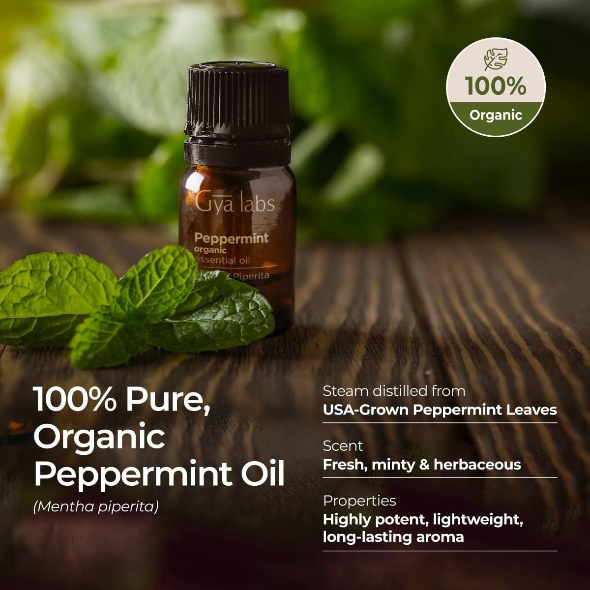 Organic Peppermint Essential Oil for Diffuser - Organic Peppermint Oil for Hair - 100% Pure and Natural Peppermint Oils, Premium Mint Essential Oils, Relaxing Aromatherapy Oils (0.34 Fl Oz)